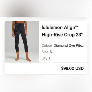 lululemon athletica Align High-Rise Crop Leggings - Diamond Dye Black
